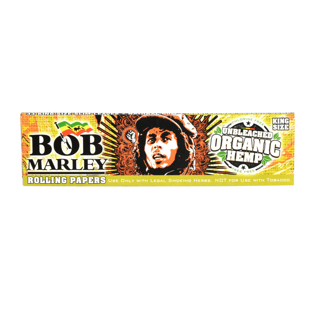 Bob Marley Organic Hemp King Size Rolling Papers Pack front view on white background