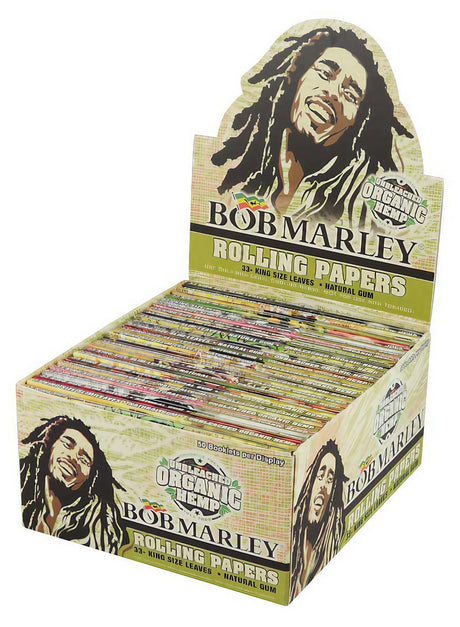Bob Marley Hemp Organic Rolling Papers King Size - 50 Pack Display Box