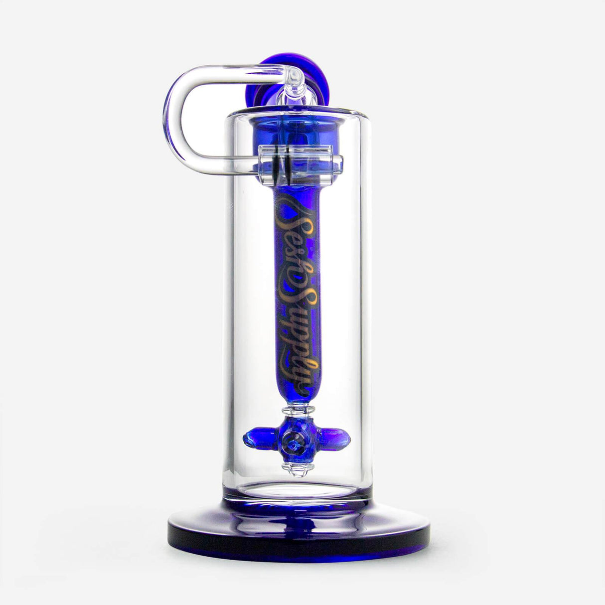 PILOT DIARY Hephaestus Swing Arm Dab Rig Front View with Blue Accents