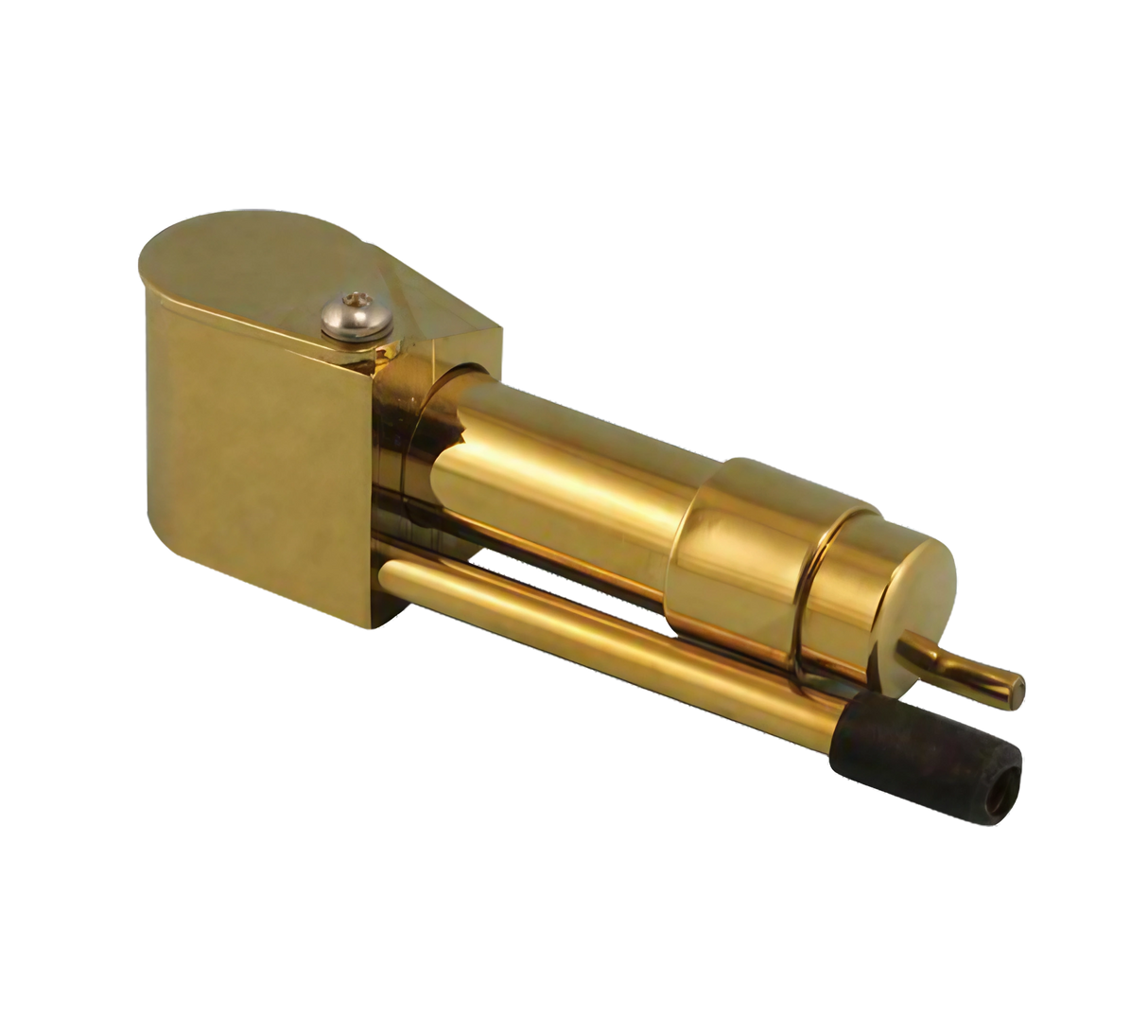 Brass Tobacco Pipe, 3.25" Metal Hand Pipe, Angled Side View on White Background