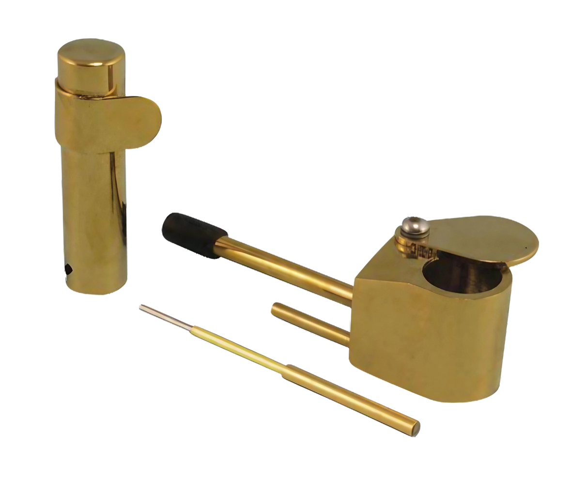 Brass Tobacco Pipe Set - 3.25" Metal Hand Pipe with Cleaning Tool, Front View