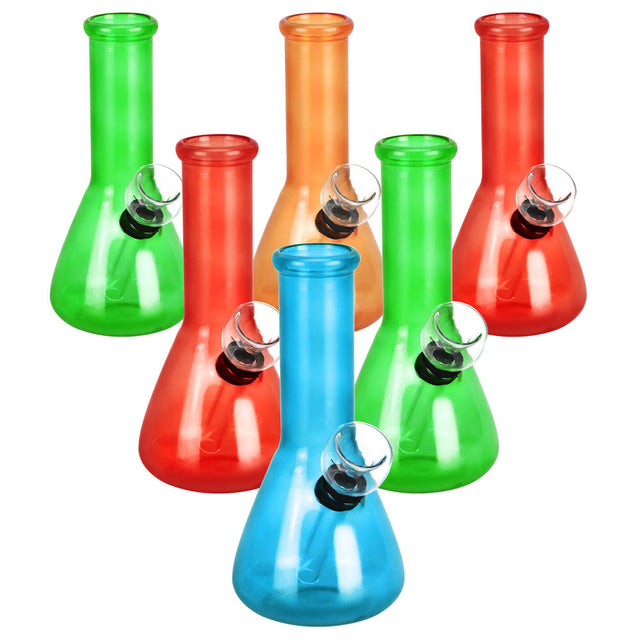 Colorful Mini Beaker Water Pipes, 5.5", Borosilicate Glass, 6pc Display Box
