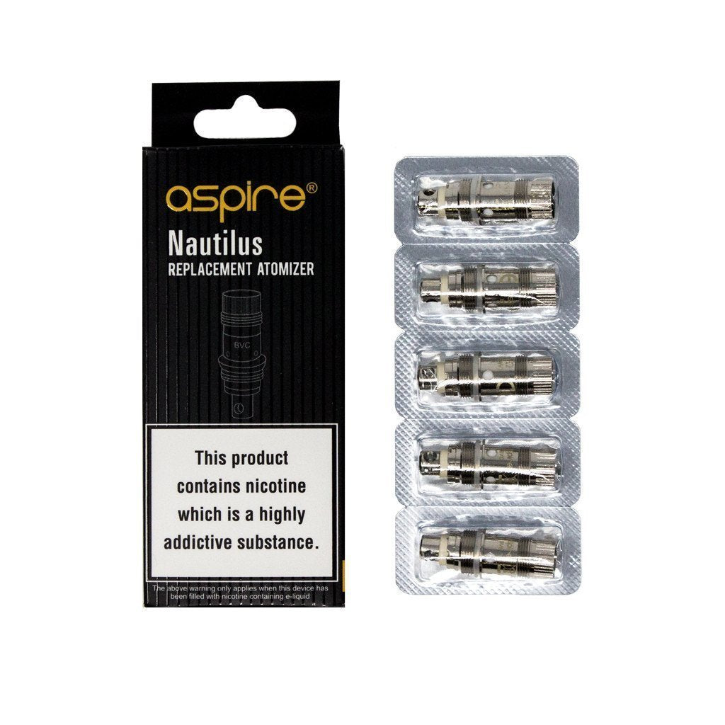 Aspire Nautilus BVC Coils 5-Pack, 0.7Ξ©-1.8Ξ©, front view on white background for quality vaping