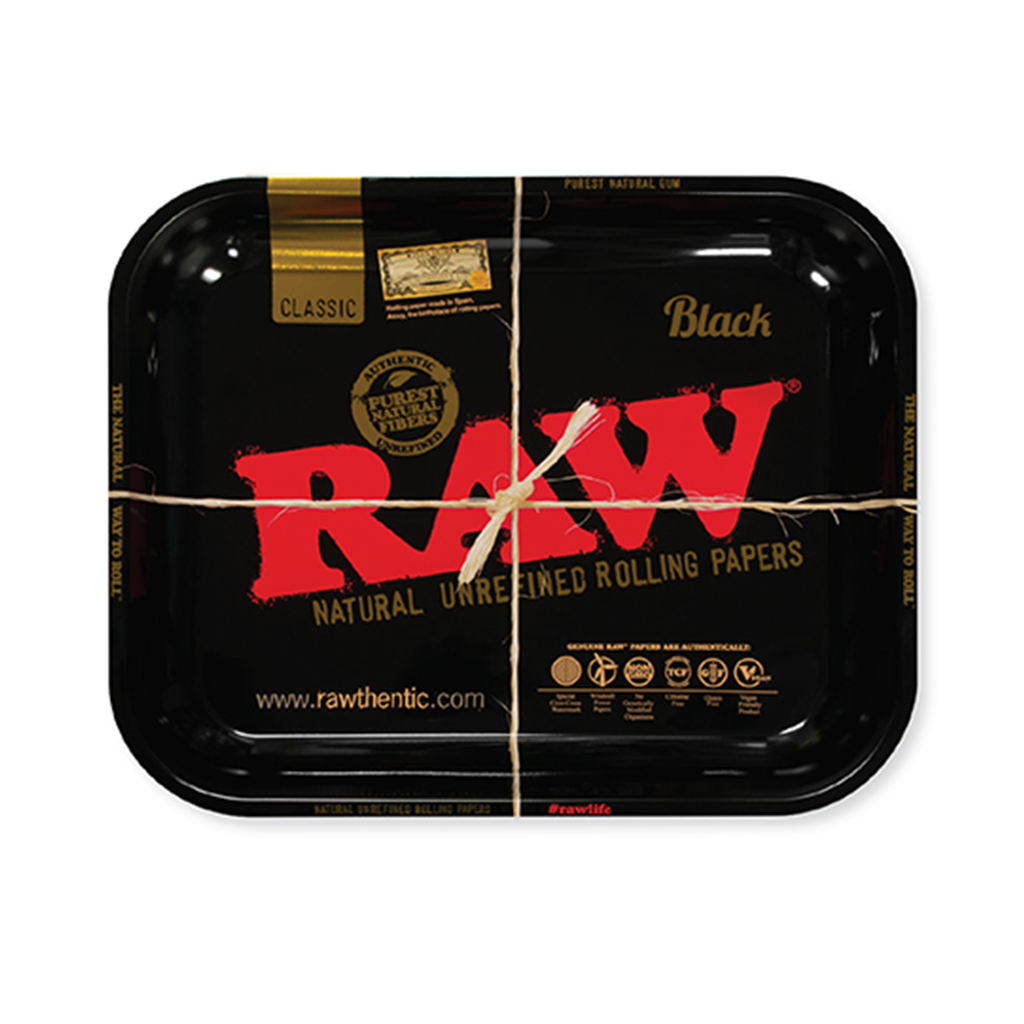 RAW Large Black Essential Rolling Tray - Top View for Easy Rolling