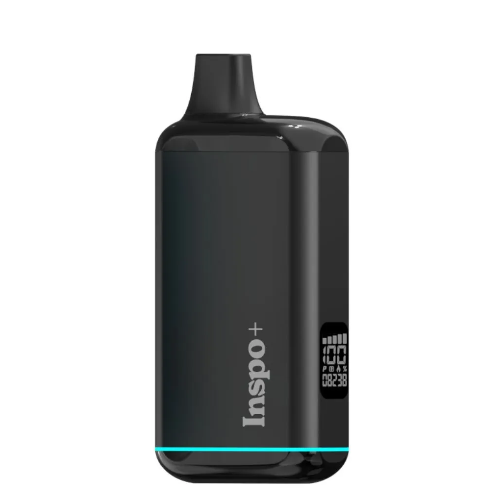 Randy's Inspo Plus Vaporizer in Noir Black, front view on white background, sleek portable design