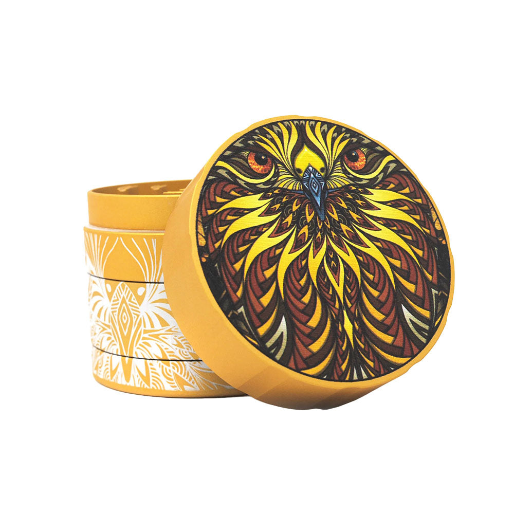 Cali Crusher Homegrown Phil Lewis Hawk Grinder, 4-piece metal with intricate design