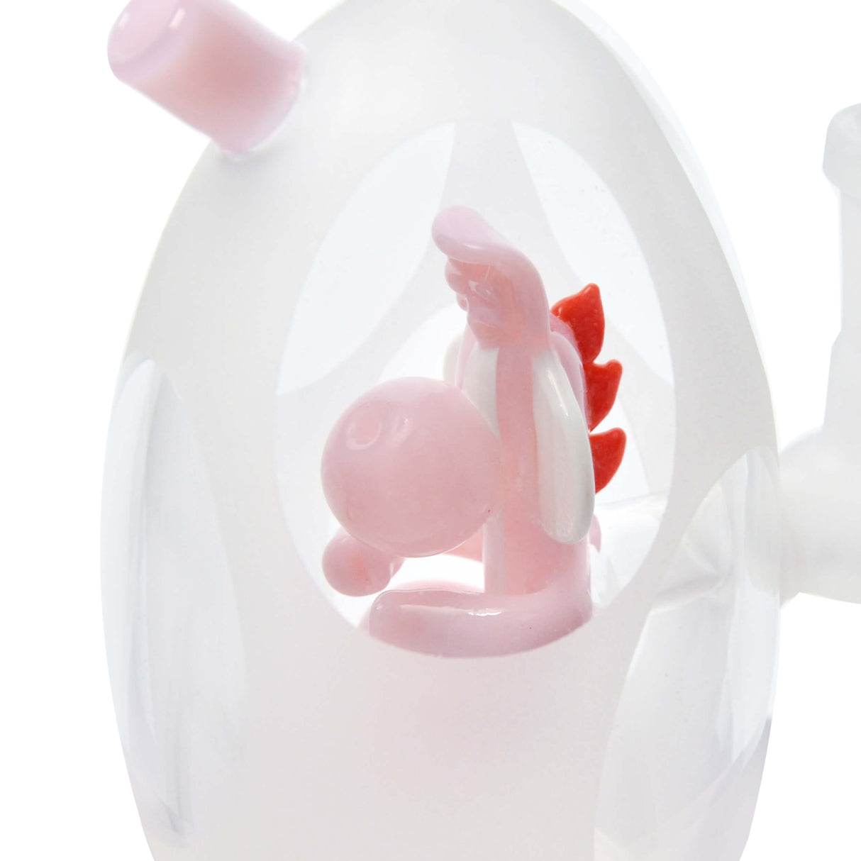 Calibear Frosted Yoshi Egg Beaker Bong with Quartz Design, Close-Up View