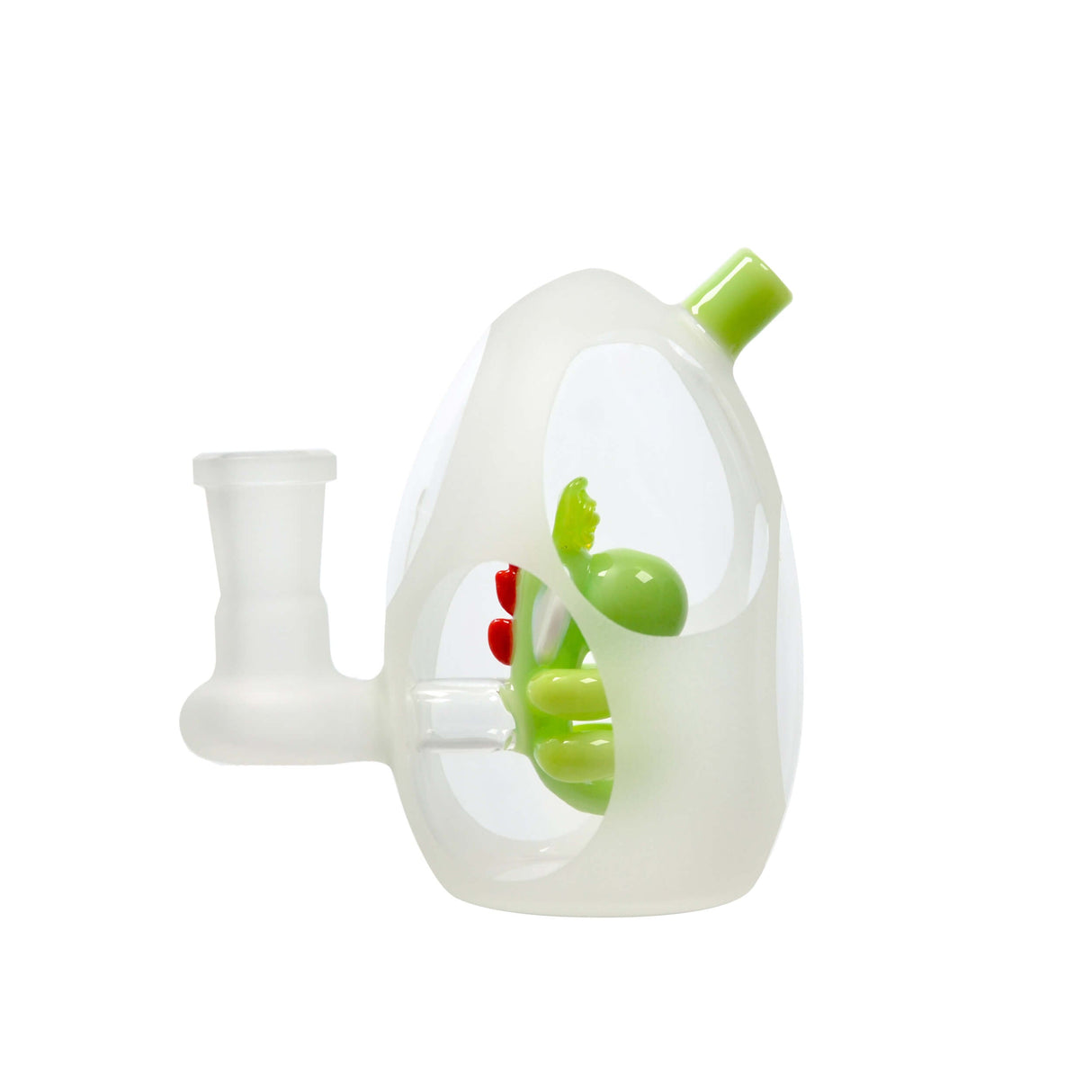 Calibear Frosted Yoshi Egg Bong in Milky Green with Quartz Bowl - Front View