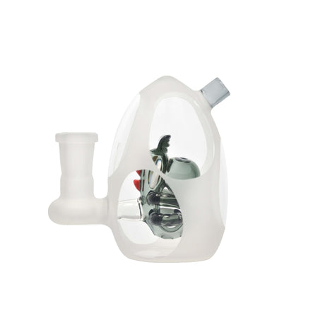 Calibear Frosted Yoshi Egg Bong in Smoke variant, Quartz Beaker Design with Side View