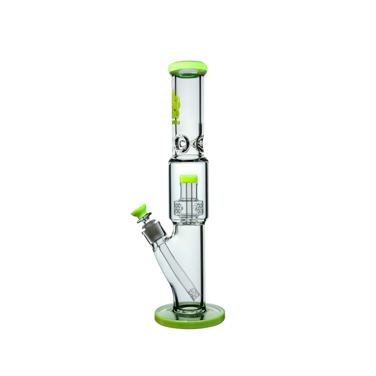 Calibear Sol Straight Tube Bong in Green, Heavy Wall Borosilicate Glass, Front View