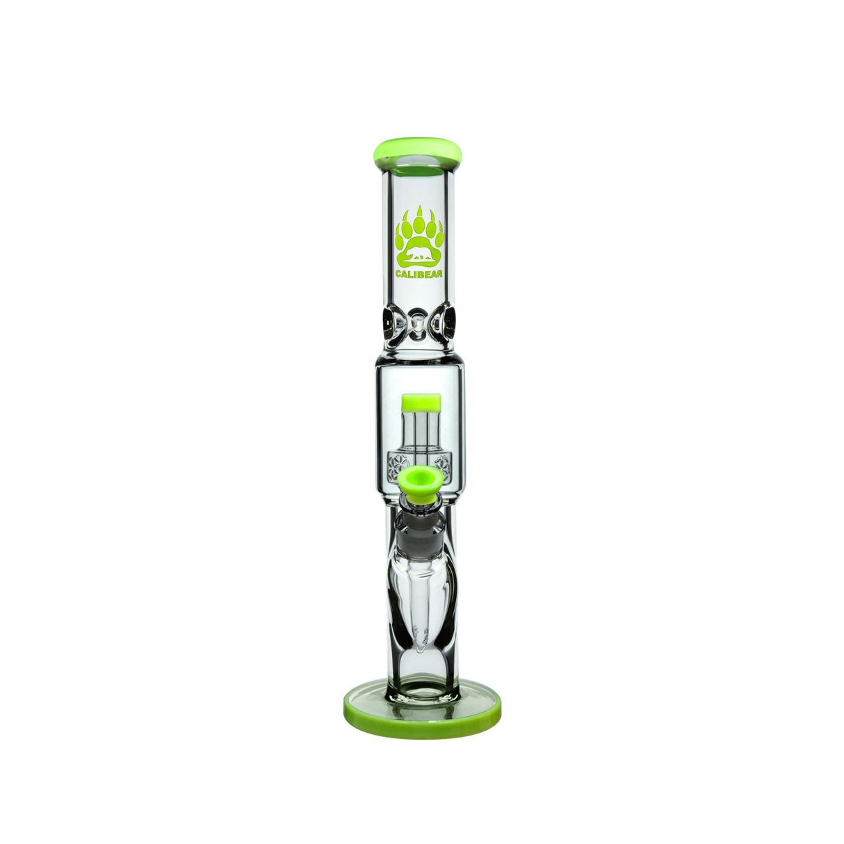 Calibear Sol Straight Tube Bong in Green with Heavy Wall Design - Front View