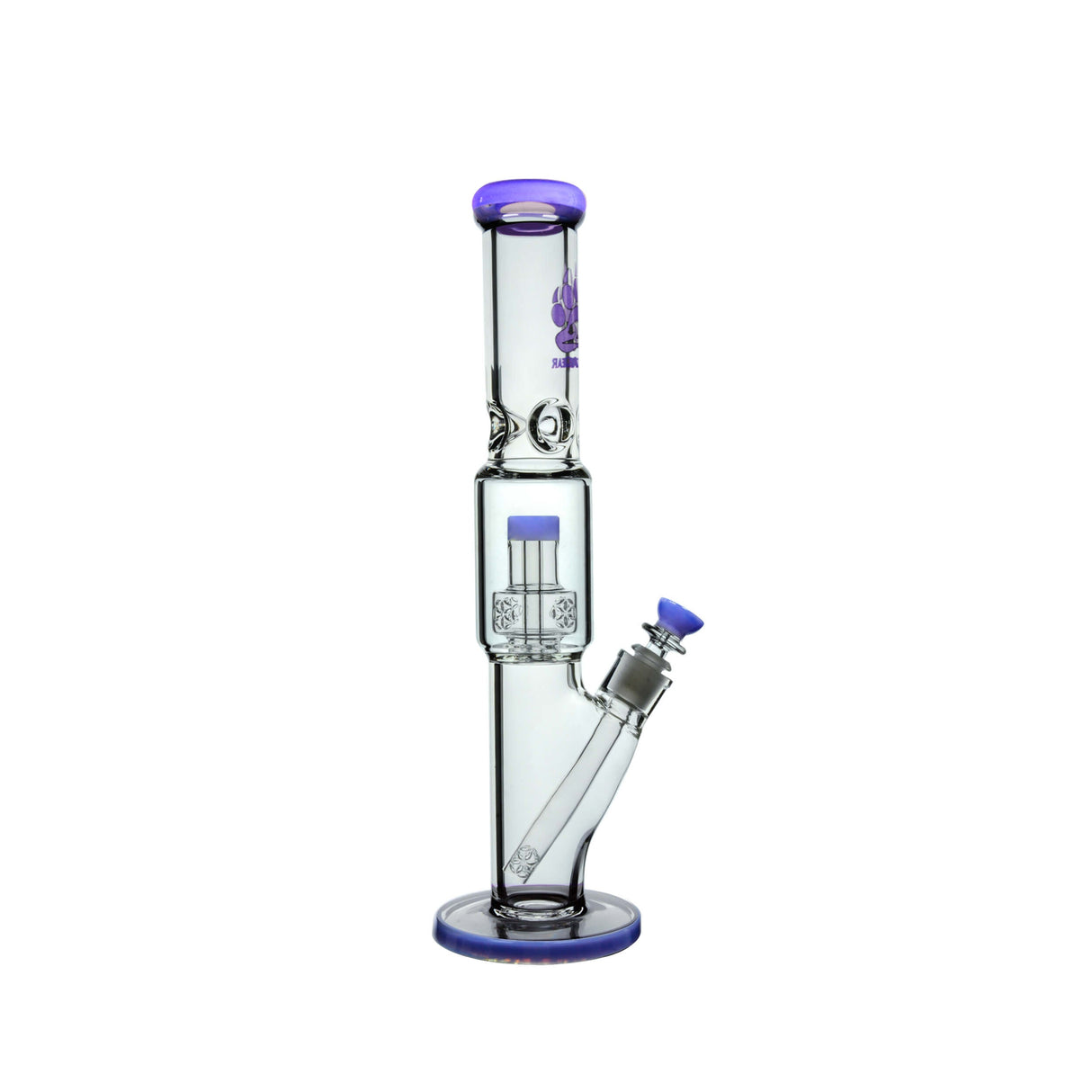 Calibear Sol Straight Tube Bong in Purple with Heavy Wall Glass and Beaker Base - Front View
