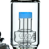 Calibear Sol Straight Tube with intricate glasswork and blue accent, close-up side view
