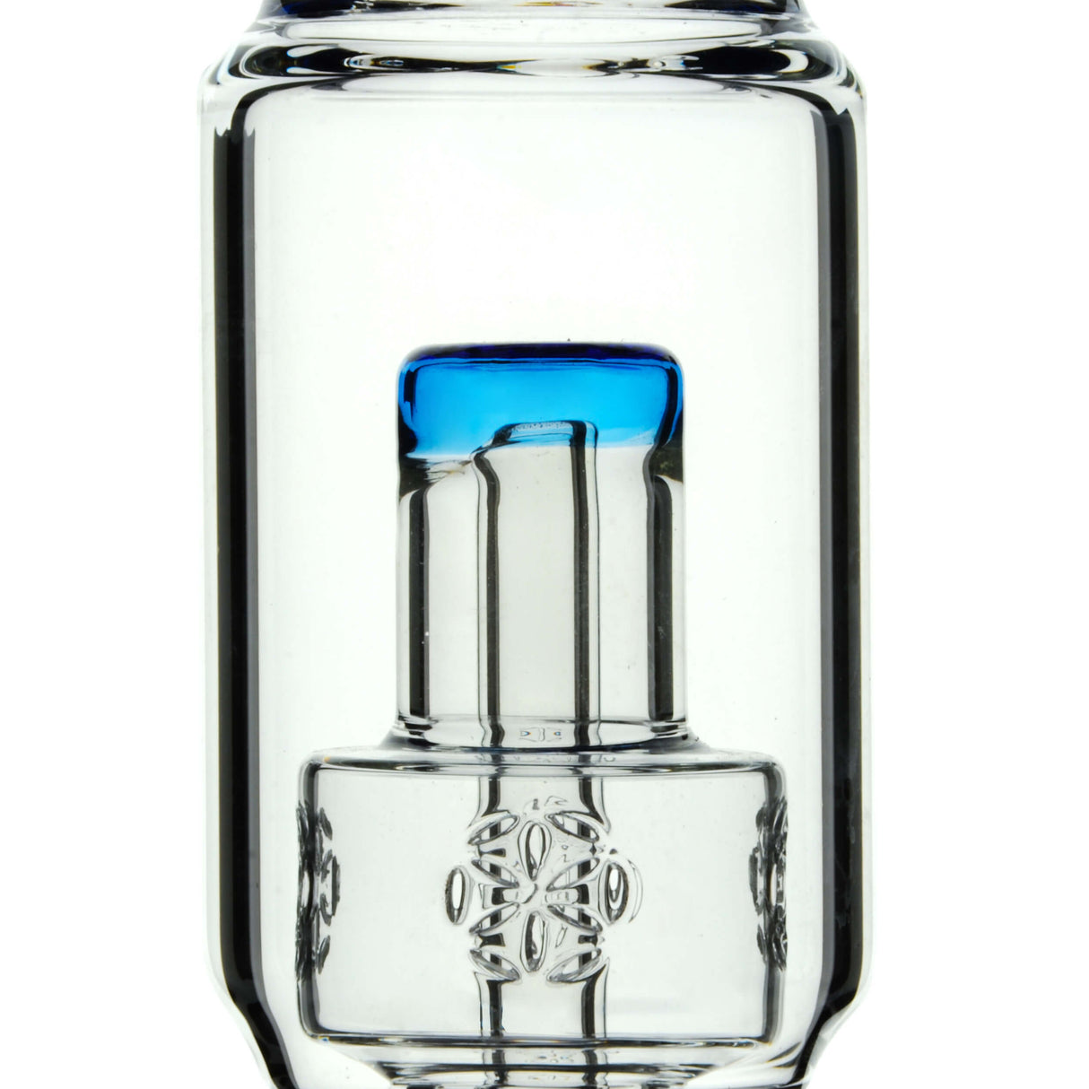 Calibear Sol Straight Tube Bong with Blue Accents - Front View on White Background