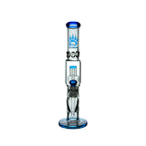 Calibear Sol Straight Tube Bong with Blue Accents and Matrix Percolator - Front View