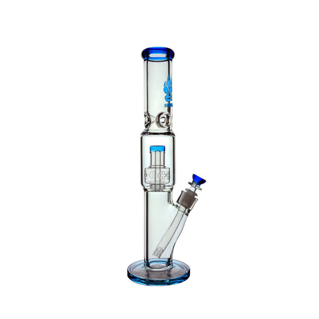 Calibear Sol Straight Tube Bong in Borosilicate Glass with Blue Accents - Front View