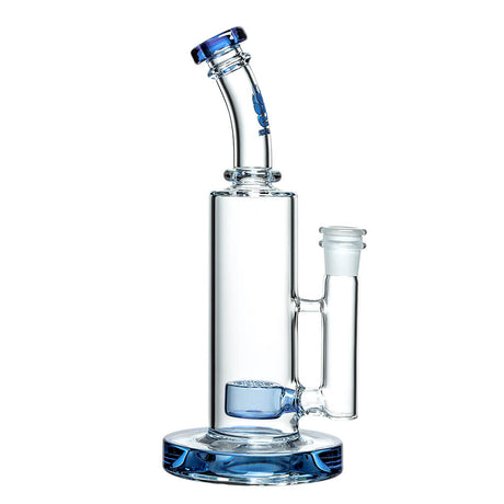 Calibear 8" Straight Can Bong with Blue Flower of Life Percolator and Quartz Banger, Front View