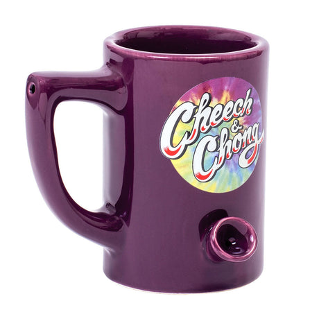 Cheech & Chong Wake & Bake Ceramic Mug Pipe in Tie-Dye Purple, Front View