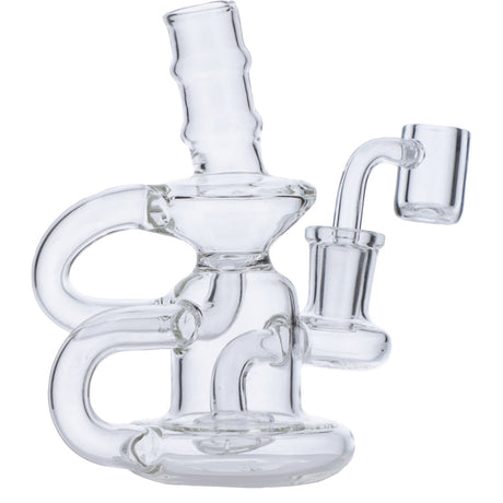 Valiant Distribution Clear Mini Recycler Water Pipe with Quartz Banger - 6in Side View
