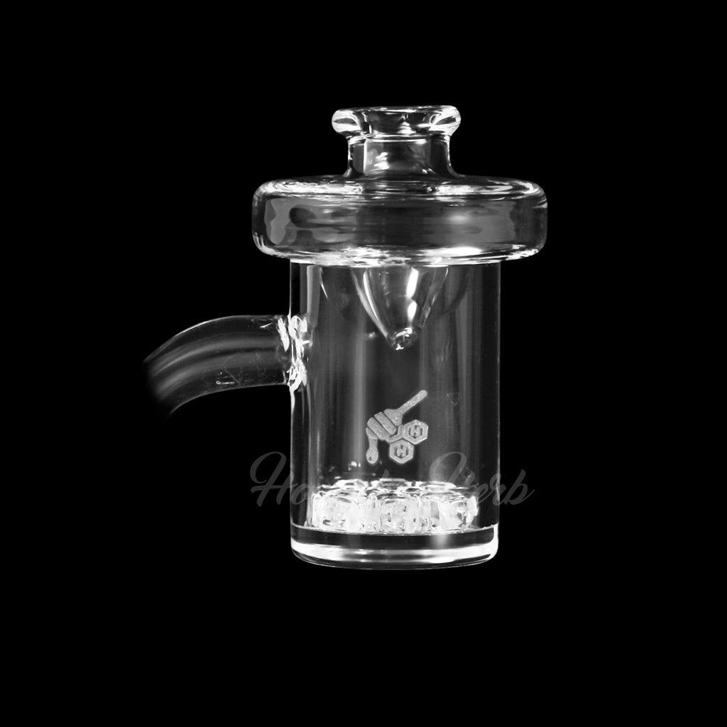 Honeybee Herb Honey Disc Quartz Banger at 90Β° angle, clear, 25mm flat top for dab rigs