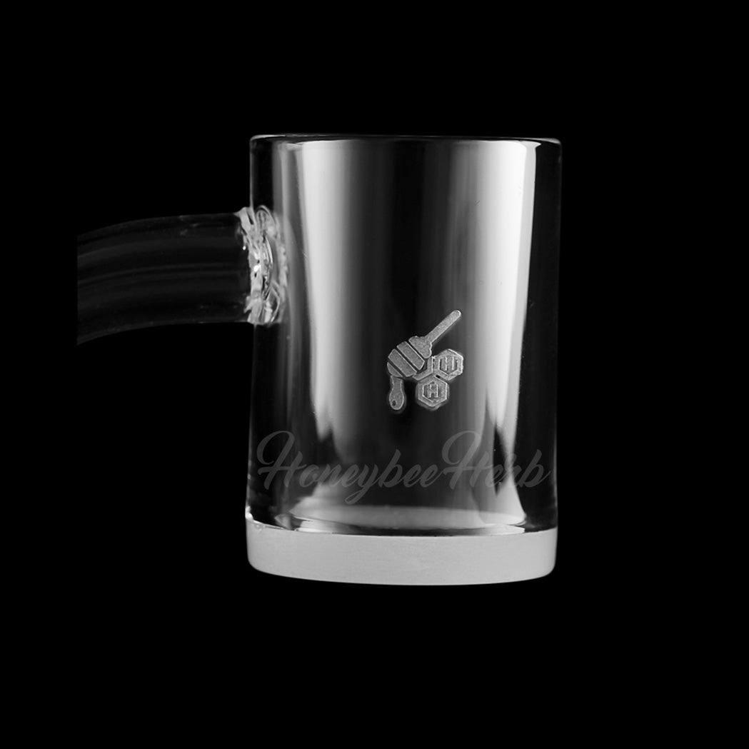 Honeybee Herb Honey & Milk Quartz Banger at 45° angle, clear, for dab rigs with logo