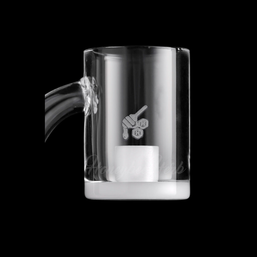 Honey & Milk Core Reactor Quartz Banger 90Β°, clear flat top design, for dab rigs - front view