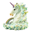 Polyresin Cloud Breathing Unicorn Incense Burner, 5.5" x 5.75" size, front view on white background