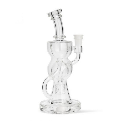 Cloud Cover FTK Incycler V2 clear borosilicate glass dab rig with recycler design, front view on white background