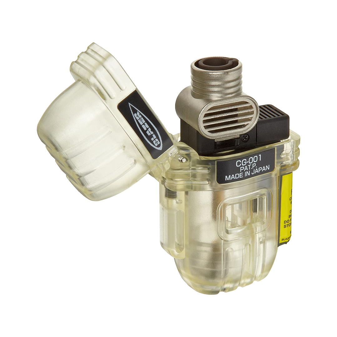 Blazer CG001 Refillable Butane Lighter, wind-resistant, angled view on white background