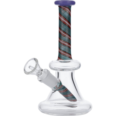 Valiant Distribution Colorful Spiral Mini Bong, 6" Tall, Beaker Design, Front View on White Background