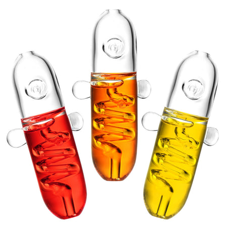 Colorful Glycerin Coil Hand Pipes with Borosilicate Glass, Front View on White Background