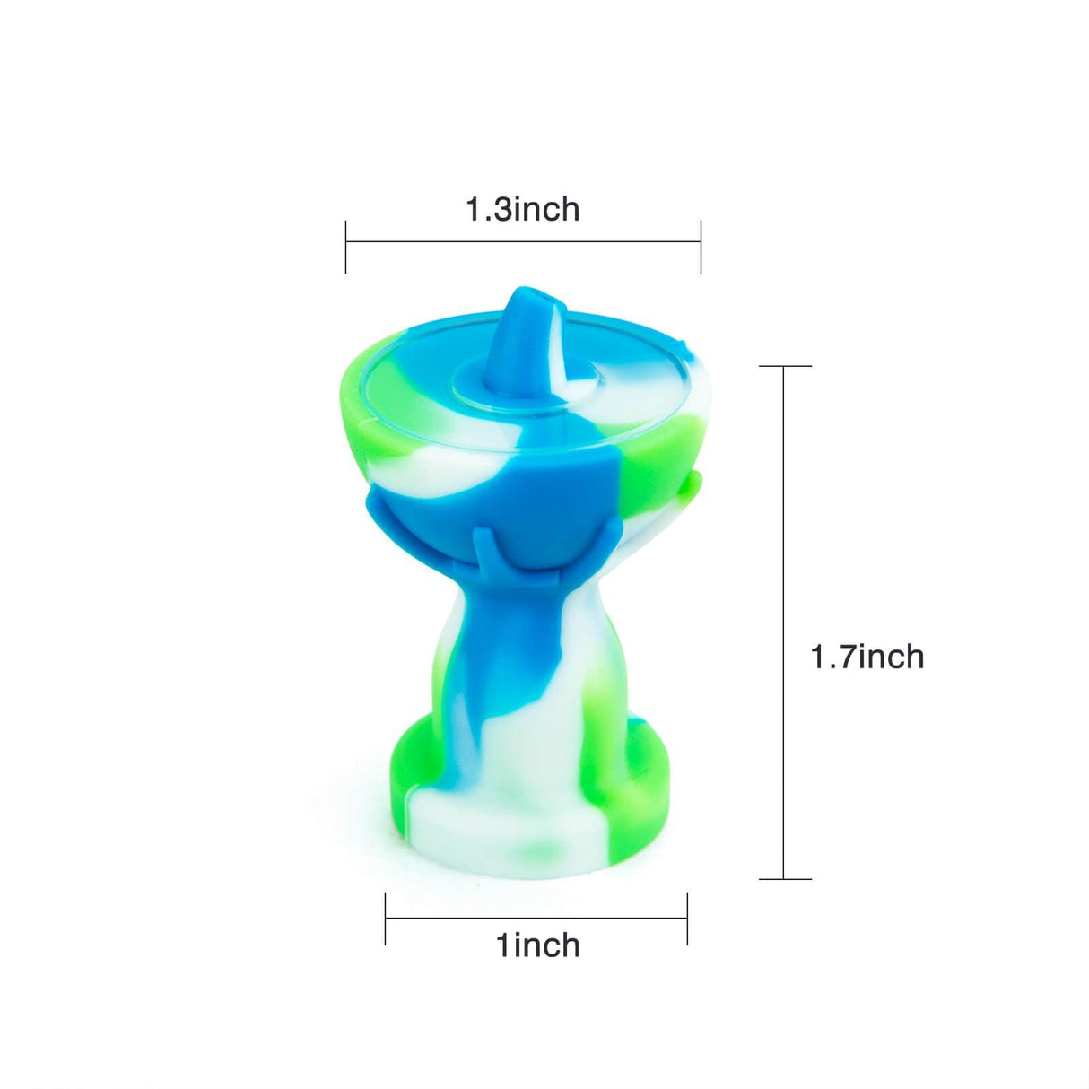 PILOT DIARY Silicone Carb Cap with Glass Bowl Screen, Front View with Dimensions