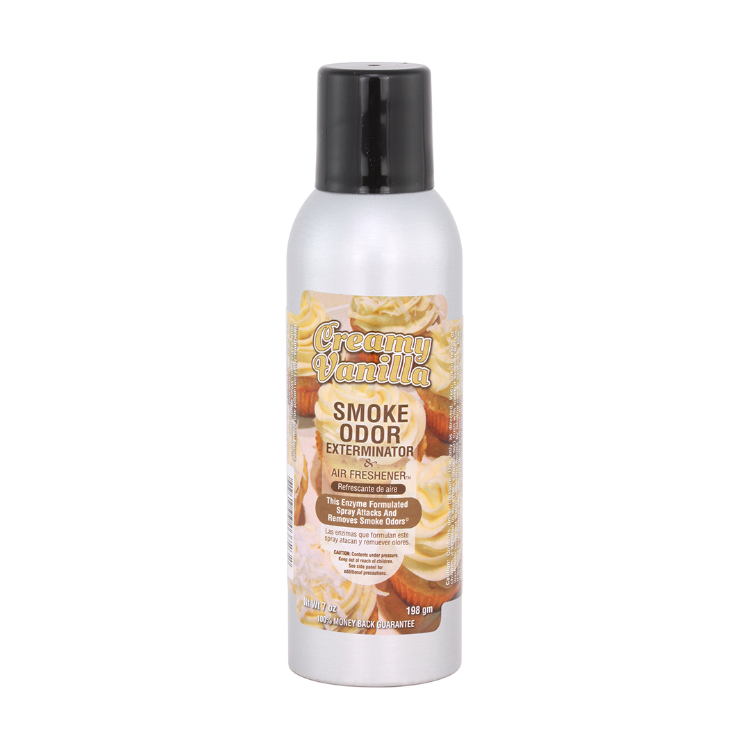 Smoke Odor 7oz Enzyme Odor Eliminator Spray in Creamy Vanilla scent, front view
