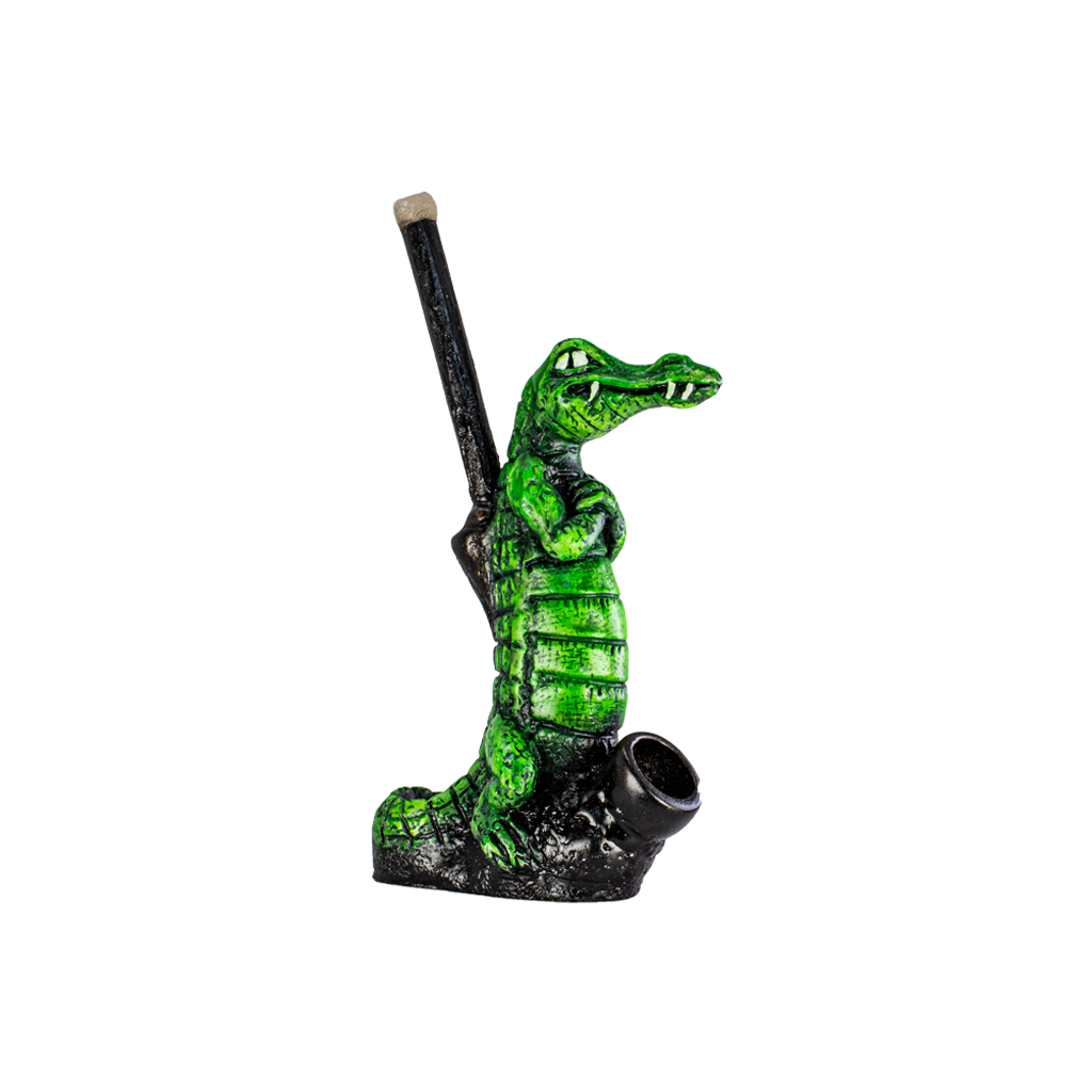 Medusa Customs Hand Carved Crocodile Pipe - Unique Artisan Design