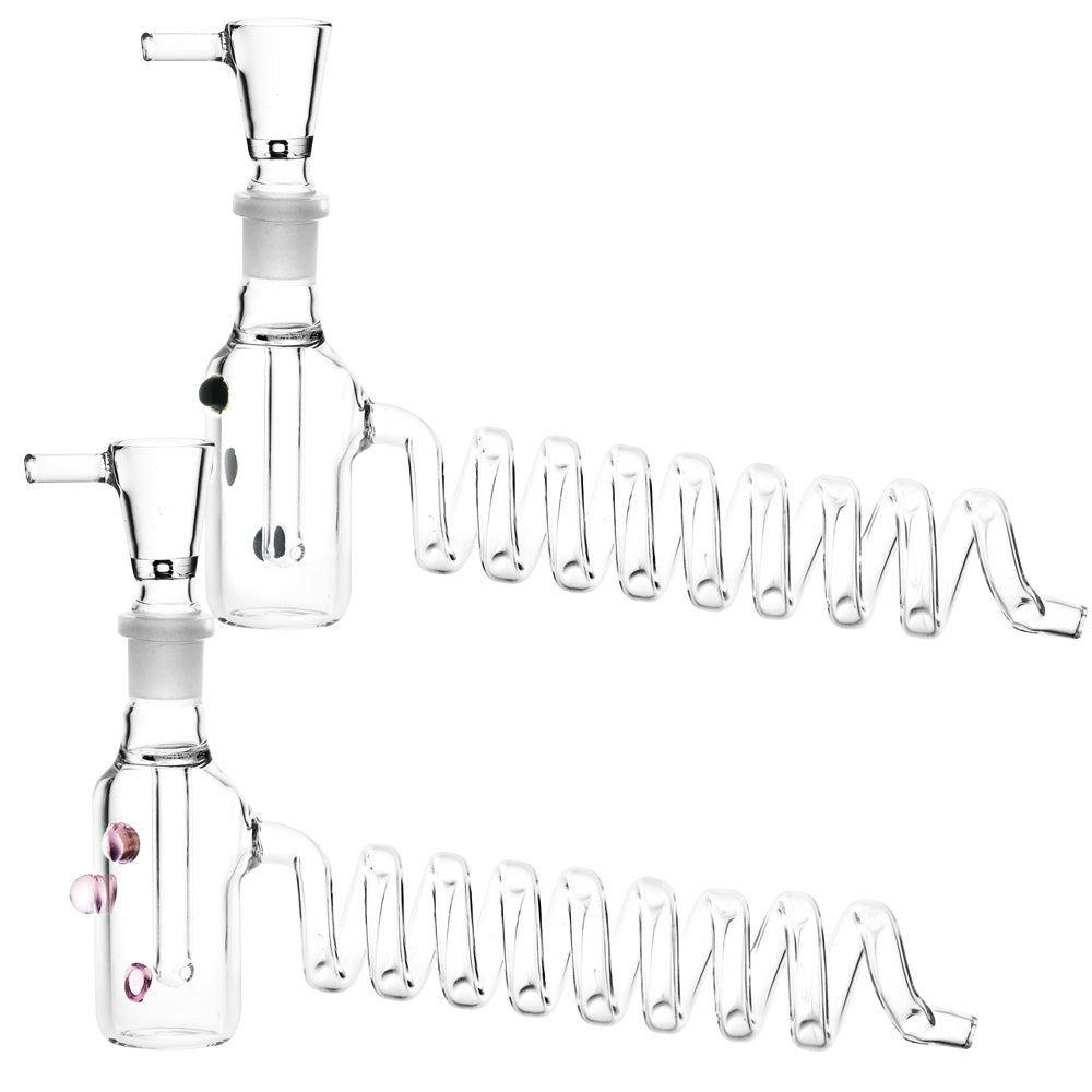 8" Curly Coil Bubbler Water Pipe with 14mm Female Joint on White Background