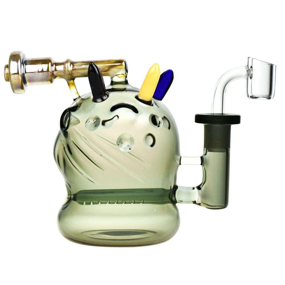 Cyberpunk Future Oil Rig with In-Line Percolator, 14mm Quartz Banger - Front View