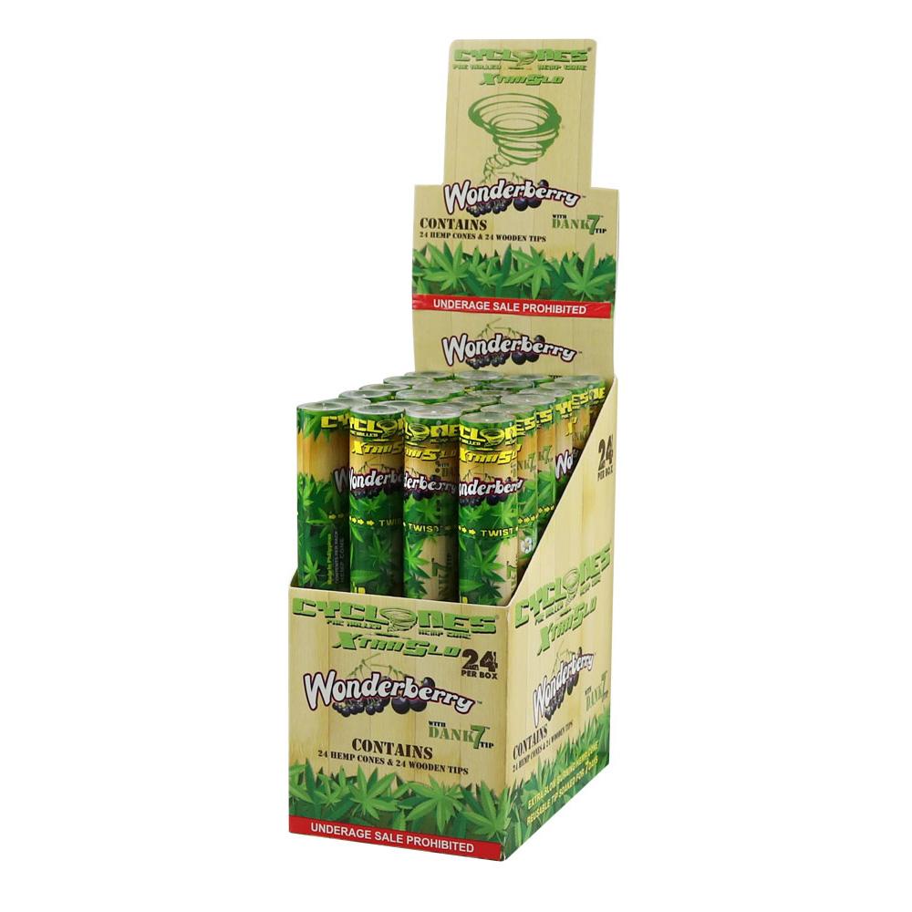 Cyclones Wonderberry Hemp Cones with Wooden Tips, 24 Pack Display Front View