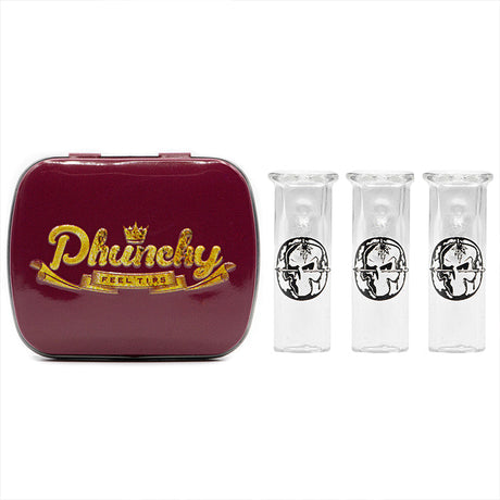 Cypress Hill's Phuncky Feel Tips 10mm clear glass rolling tips with logo, 3-pack, front view