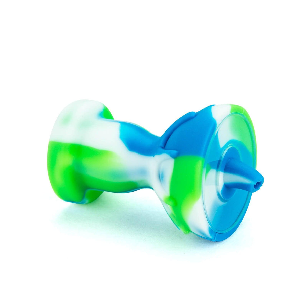 PILOT DIARY Silicone Carb Cap with Glass Bowl Screen in Blue and Green - Side View