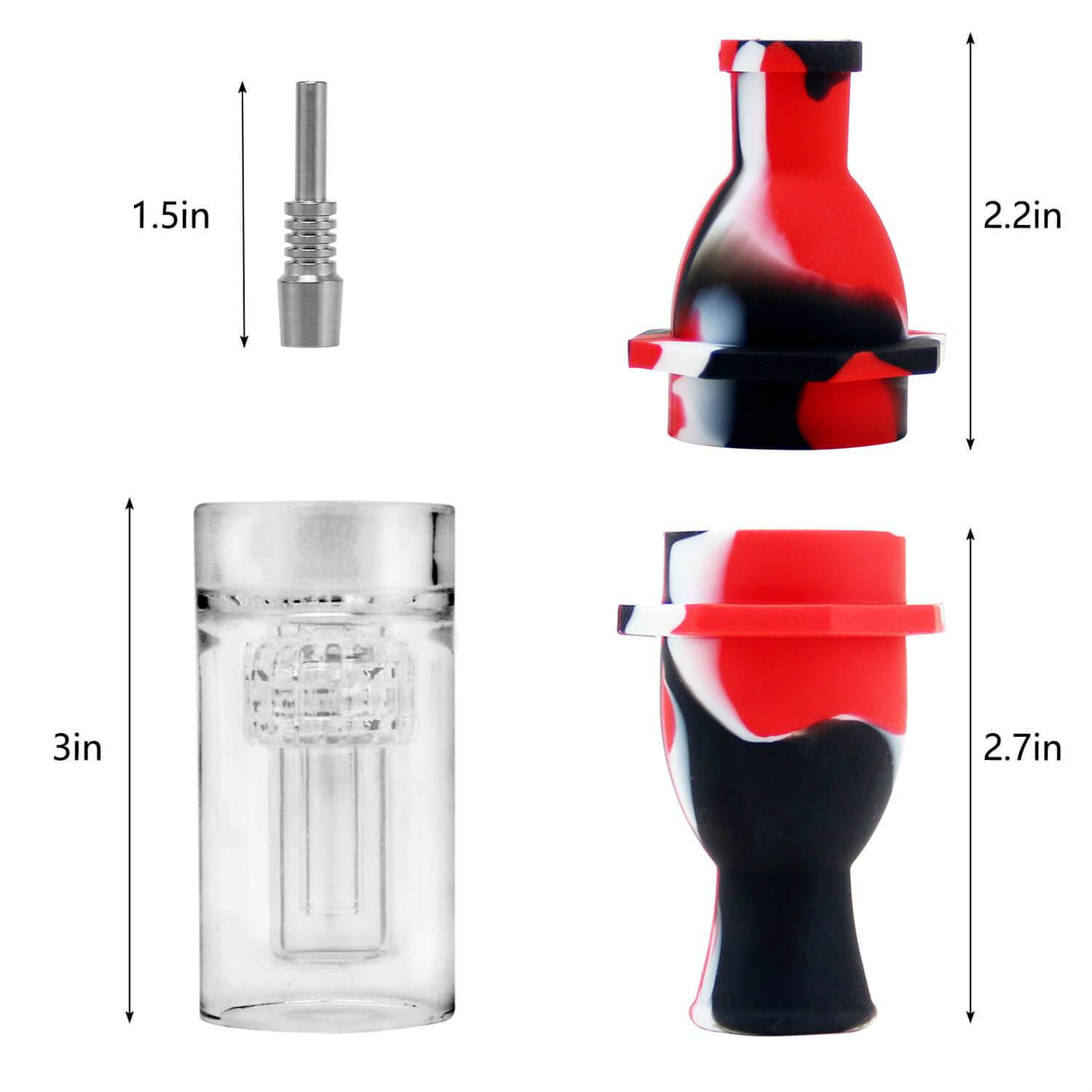 PILOT DIARY Silicone Honey Straw Nectar Collector, Red & Black, Multiple Views with Dimensions