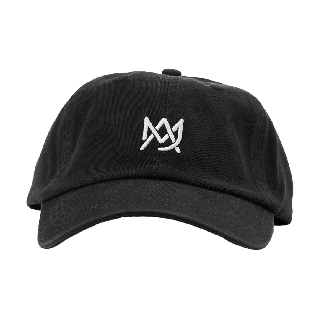 MJ Arsenal Black Dad Hat with Iconic Logo and Adjustable Strap, Front View