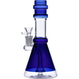 Dark Blue Glass Beaker Water Pipe by Valiant Distribution with Quartz Bowl - Front View