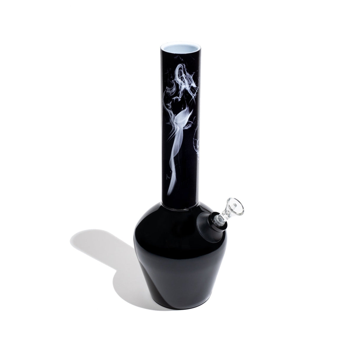 Chill Steel Pipes - Gloss Black Base Bong Part - Angled Side View on White