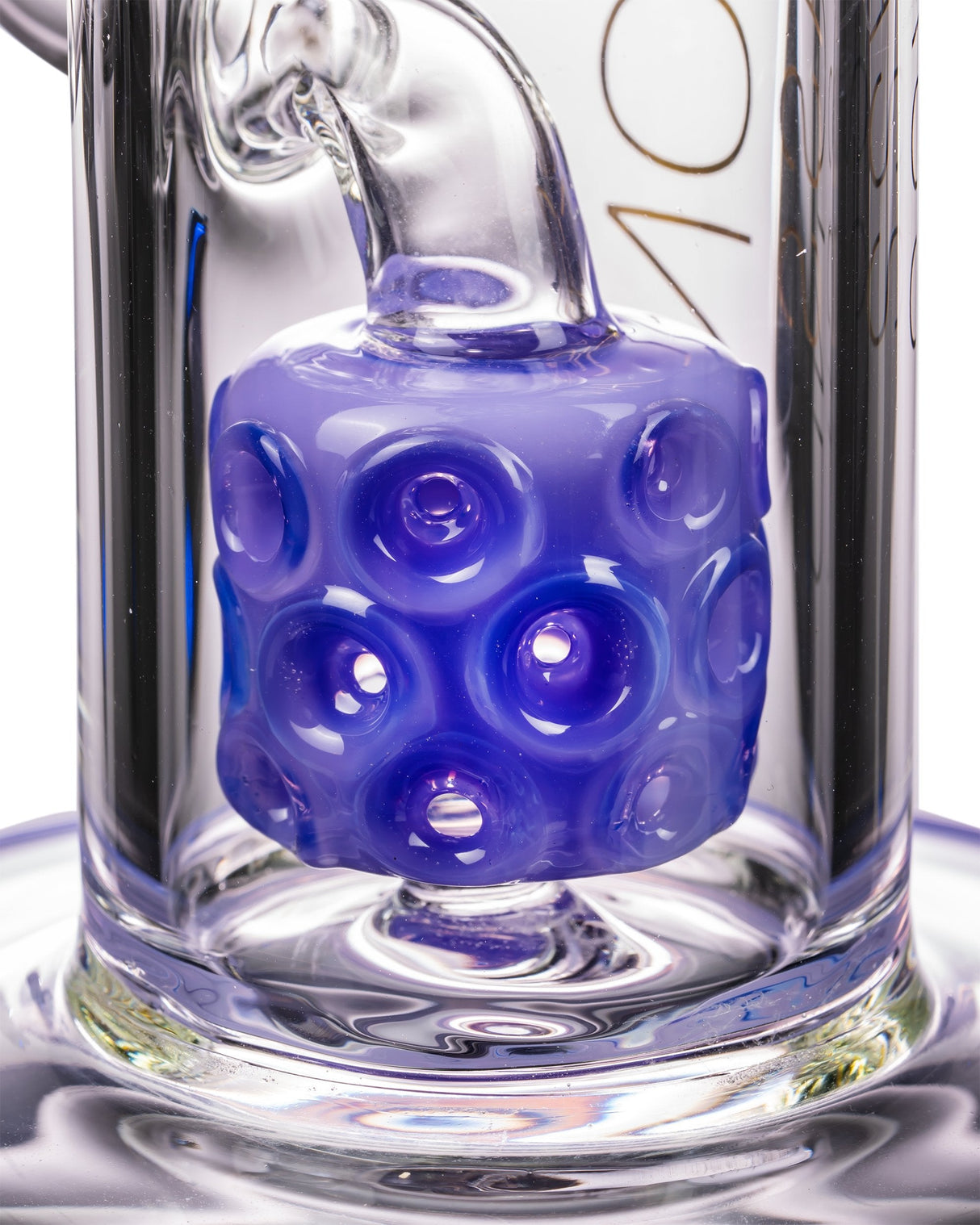 Close-up of Diamond Glass 15'' Straight Tube Bong with Bubble Barrel and UFO Perc