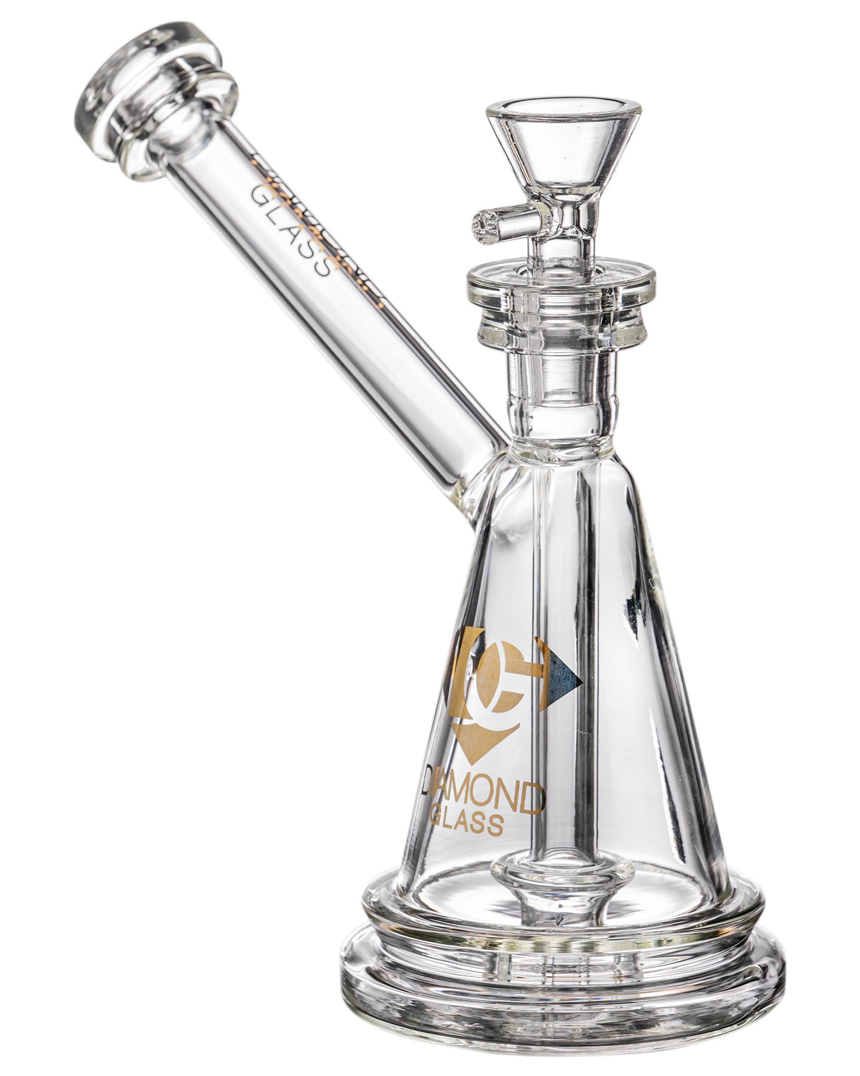 Diamond Glass Clear Gavel Hammer Bubbler with Showerhead Percolator, 6.5" - DankGeek