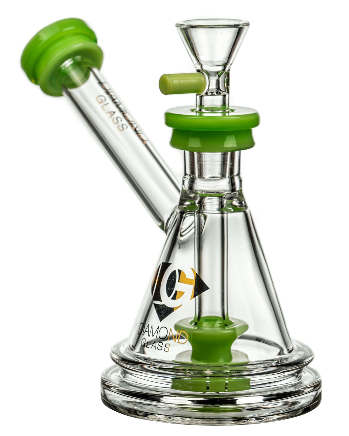 Diamond Glass Gavel Hammer Bubbler in Slyme Green with Showerhead Percolator