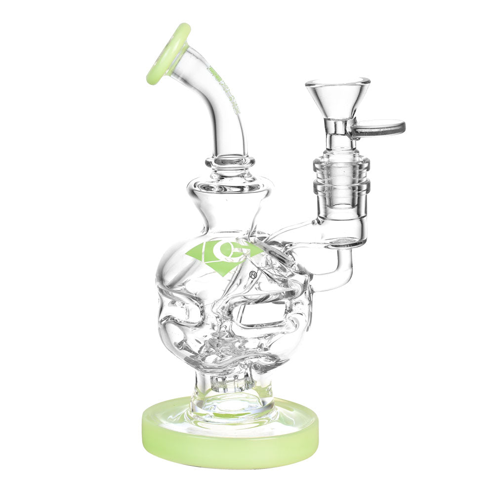 Diamond Glass Gold Wiffle Water Pipe, 7", 14mm Female Joint, with Disc Percolator, Front View