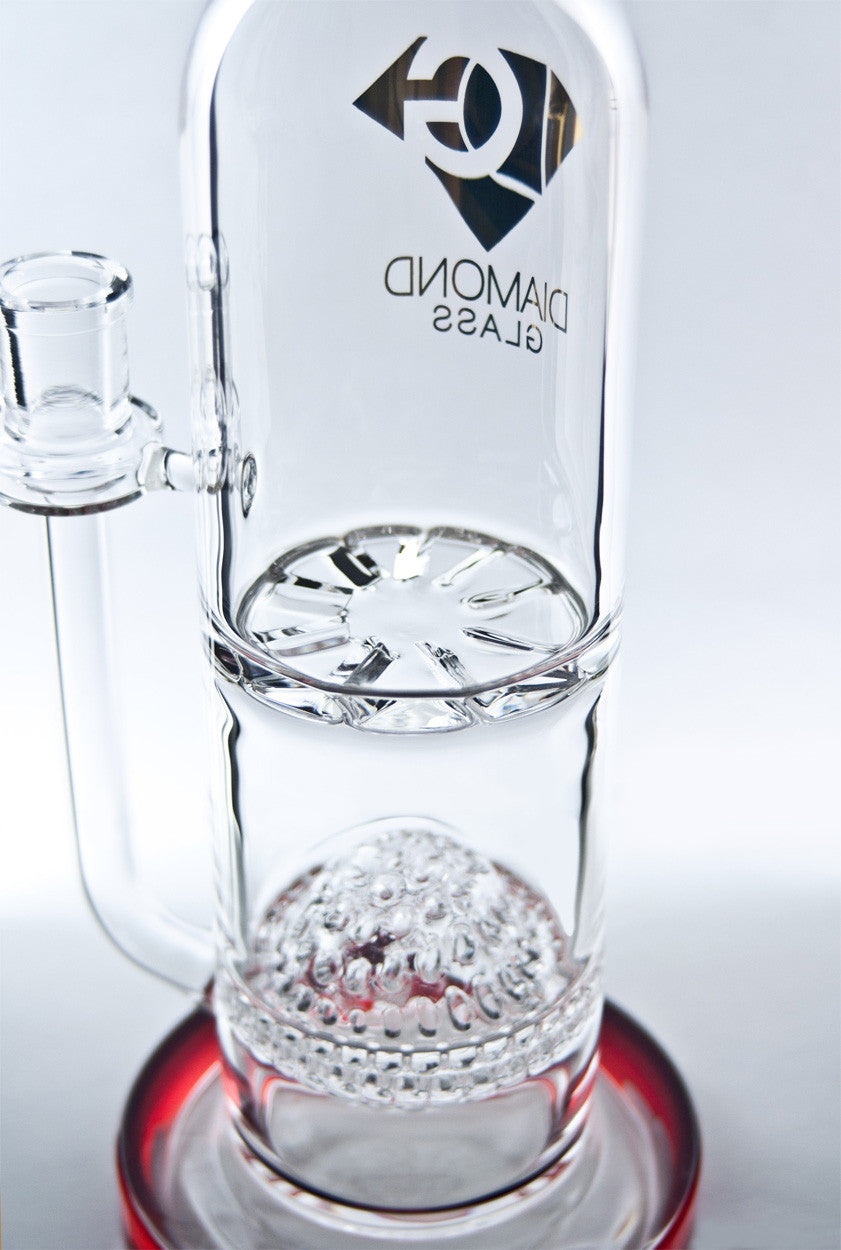 Diamond Glass Honeyglobe Bong 13'' Close-Up with Intricate Percolators