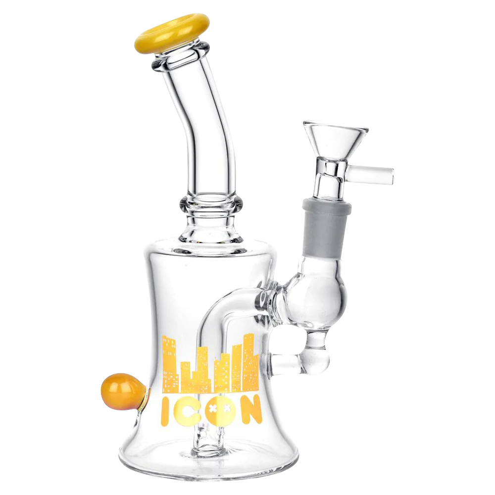 Diamond Glass "Baggins" Water Pipe, 7" height, slit-diffuser, side view on white background
