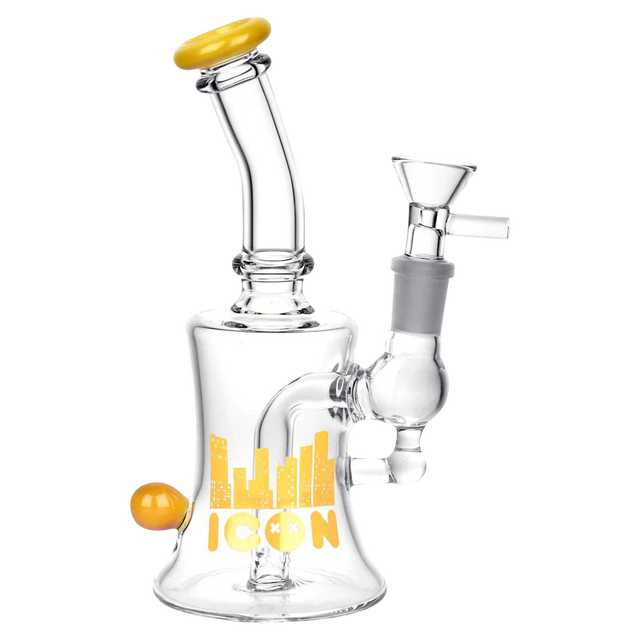Diamond Glass "Baggins" Water Pipe, 7" height, slit-diffuser, side view on white background